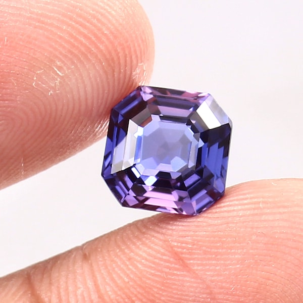 AAA Grade Flawless Color Shifting Purple Sapphire Loose Asscher Cut Gemstone, Quality Slightly Included Fashion Jewelry Making Product 10x10