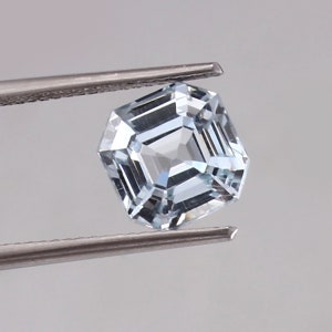 AAA 3.50  Ct Flawless Sky Blue Color Aquamarine Asscher Loose Cut Gemstone, Quality  Loupe Clean Good Fashion Jewelry & Ring Making Product