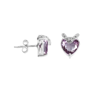 Magnifique pendentif en forme de coeur en saphir violet de Ceylan aux couleurs changeantes, argent fait main, boucles d'oreilles pendantes en argent sterling 925, 6 x 6 mm