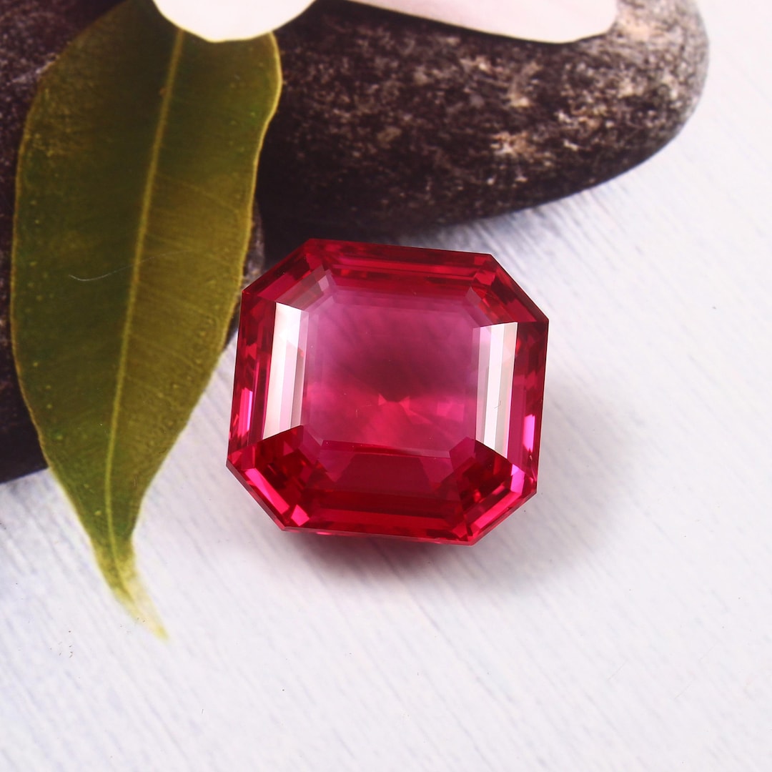 Cleanest Large Ruby AAA Flawless Mozambique Blood Red Ruby Loose Asscher Cut Gemstone Nice ...