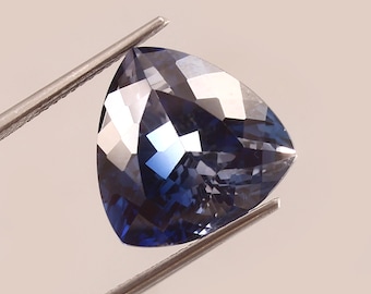 Zafiro azul de Ceilán y Cachemira, talla trillón, gema suelta, hermosa calidad y brillo. Producto para la fabricación de joyas de zafiro, 15 x 15 mm.