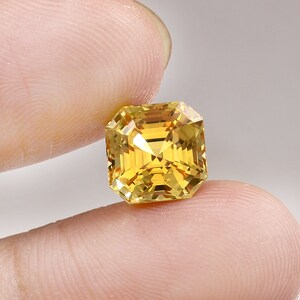 Zafiro amarillo de Ceilán AAA: Piedra preciosa suelta de talla Asscher de 10 x 10 mm