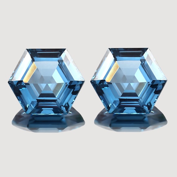 AAAグレード アクアマリン ルース六角形宝石ペア：8 x 8 mm - Etsy 日本
