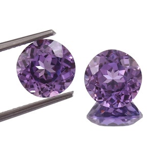AAA Flawless Ceylon Purple Sapphire Loose Round Cut Gemstone Pair, Christmas Jewelry & Earing Making Sapphire Heart Matched Pair 6x6 MM