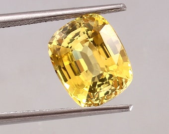 Zafiro amarillo de Ceilán AAA: gema suelta de talla cojín (10x8x6 mm)