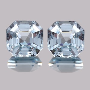 AAA  7x7 MM Flawless Brazilian Aquamarine Loose Asscher Cut Gemstone Pair, Christmas Jewelry & Earing Making Aquamarine Asscher Matched Pair