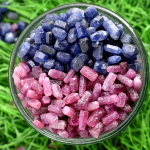 Natural Blue Sapphire&Ruby Mix Lot Rough 5to7MM Loose Gemstone Precious Sapphire-Ruby Sticks,Good Quality Stone, Healing Crystal,Earthmined