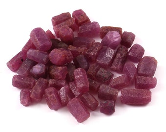 Natural Ruby Rough, 7to10MM Precious Ruby Sticks, Fine Quality Raw Stone, Healing Crystal,Loose Rock,Gemstone Beads,Earthmined Minerals Lot-