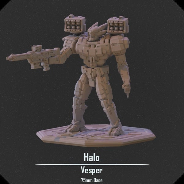 Helo Heavy Artillery Mech Warrior Vesper Project 28mm/ 32mm / 45mm/ 55mm/ 75mm Unpainted Miniatures for Tabletop Gaming