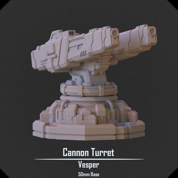 Cannon Turret Heavy Artillery Mech Warrior Vesper Project 5pc 50mm Unpainted Miniatures for Tabletop Gaming