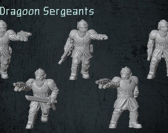 Solaryn Dragoon Sergeants 5pc 32mm Unpainted Miniatures for Tabletop Gaming