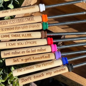 S’mores Roasting Sticks, Engraved Marshmallow Roasting, Expanding Campfire, S’mores Sayings, Personalized Gift Camping Hot Dog Sticks.