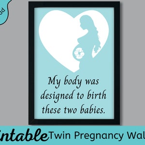Twin Pregnancy Affirmations Wall Art | Twins | Twin Pregnancy | Twin Wall Art | Twin Baby Gift | Pregnant With Twins | Twin Baby Shower
