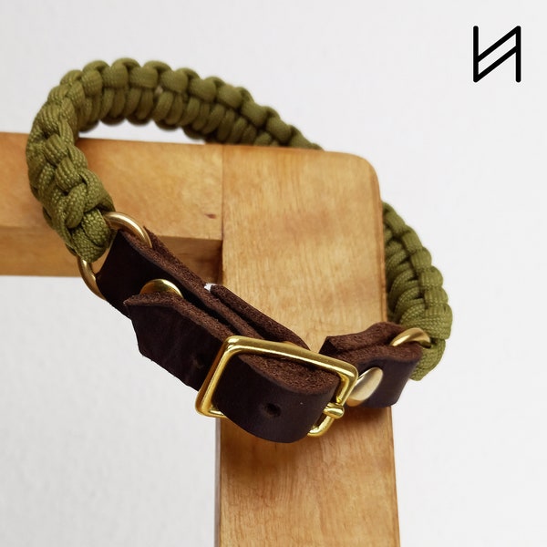 Paracord DELUXE_Halsband braided with grease leather