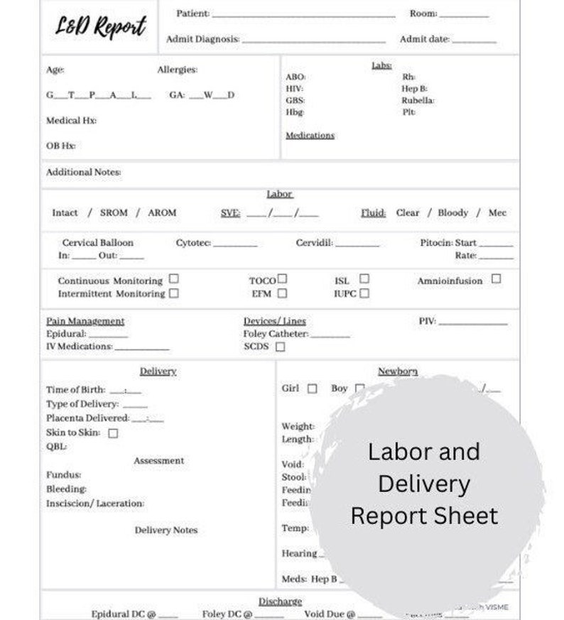 Labor and Delivery Report Sheet - Etsy