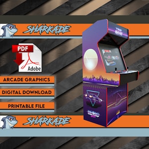 RetroWave 80er Jahre Stil • Arcade Cabinet Machine Artwork • Digital Graphic Download • Micro center 32 • Geekpub • legends Ultimate