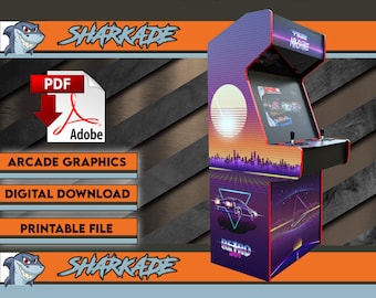 RetroWave Arcade Cabinet Artwork • 80s Style Graphics (Digital Download)