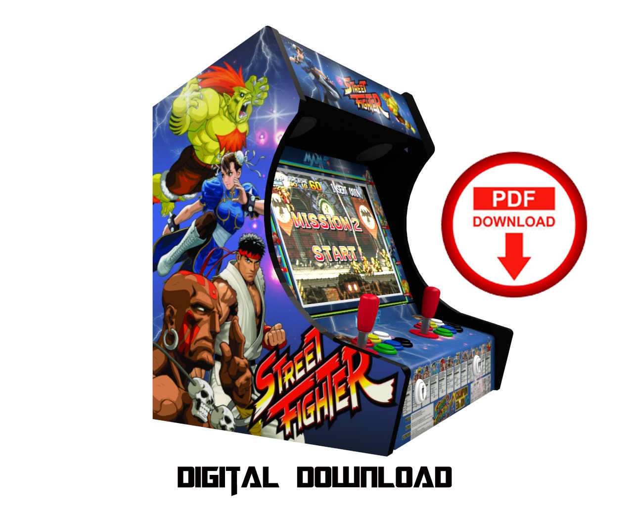 Street Fighter Bartop Arcade Machine Artwork Graphics Etsy