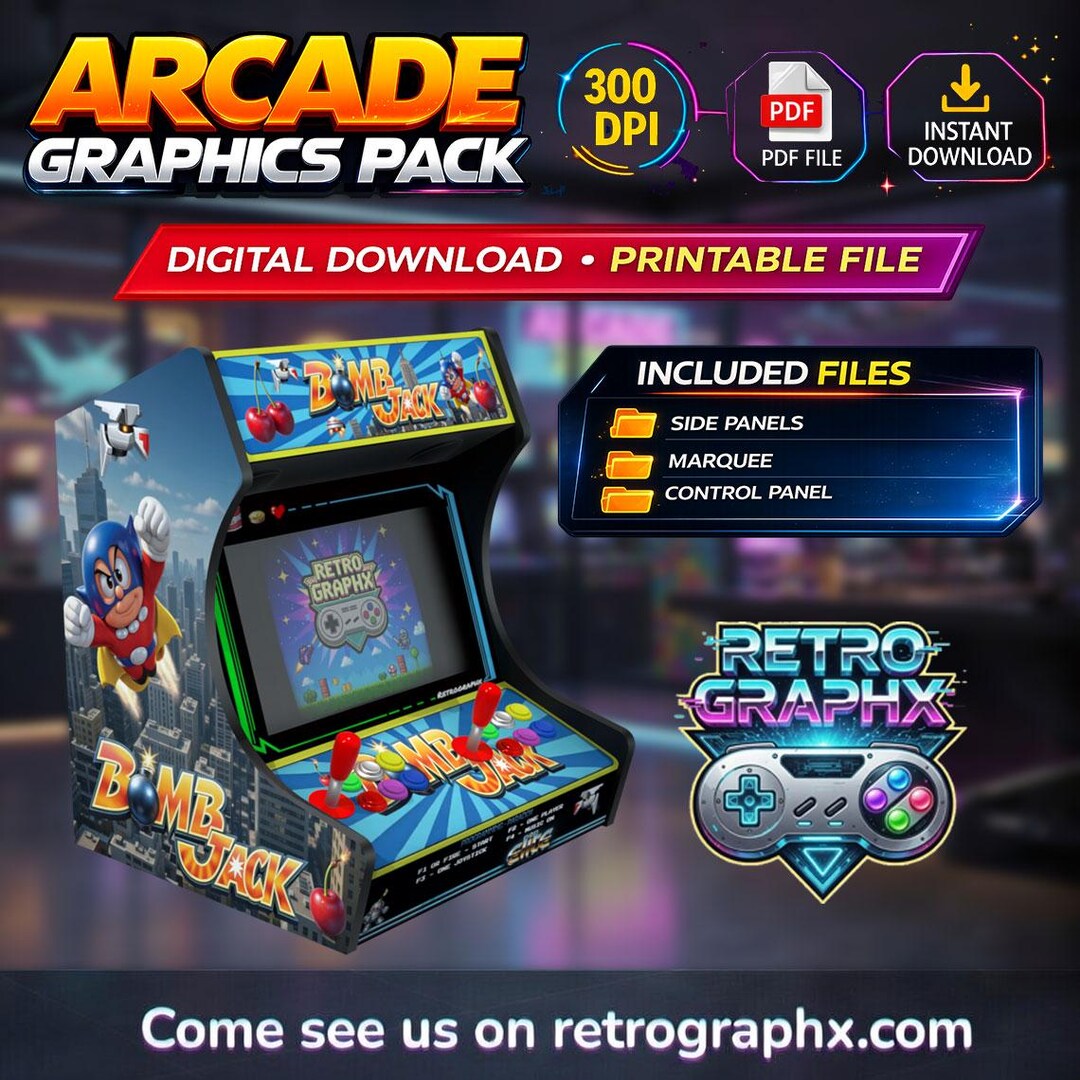 Bomb Jack Arcade Graphics Pack – Bartop Cabinet Artwork (digital ...