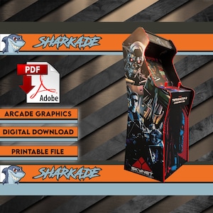 Terminator micro center 3/4 cabinet machine artwork graphics pdf download , arcade cabinet Graphics Artwork stickers decals