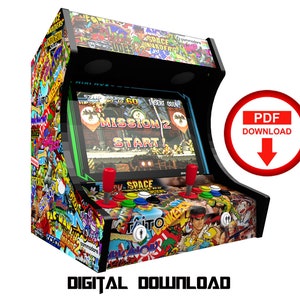 Stickerbomb bartop Arcade cabinet machine artwork graphics vinyl, arcade cabinet Graphics Artwork stickers decals