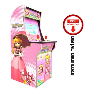 Princess Peach Arcade1up cabinet machine artwork graphics pdf download , arcade cabinet Graphics Artwork stickers decals