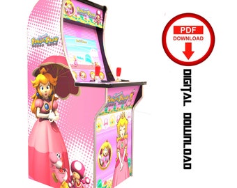 Princess Peach Arcade Machine Graphics, arcade1up Stickers, Decals (PDF Download)