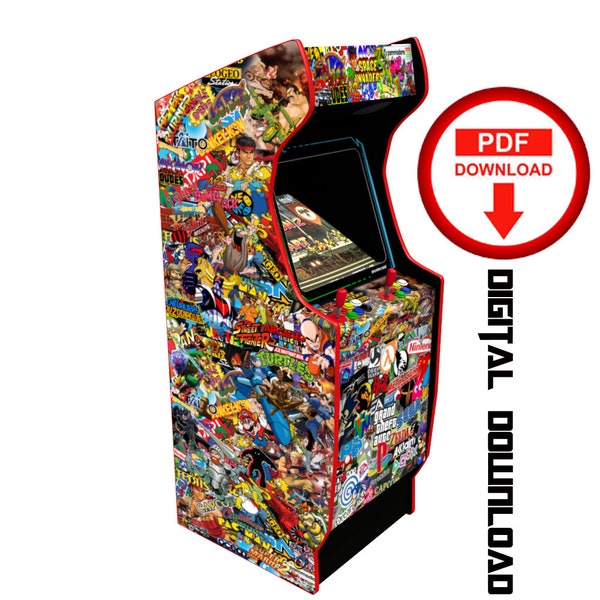 Stickerbomb Arcade cabinet machine artwork graphics vinyl, arcade cabinet Graphics Artwork stickers decals