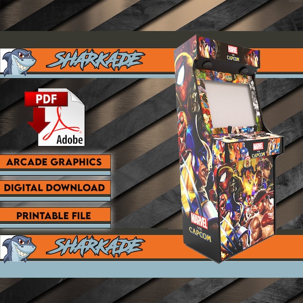 Marvel vs Capcom Arcade cabinet machine artwork graphics vinyl, downloadable file, arcade cabinet Graphics Artwork stickers decals