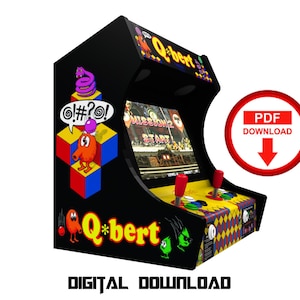 Qbert bartop Arcade cabinet machine artwork graphics vinyl, arcade cabinet Graphics Artwork stickers decals