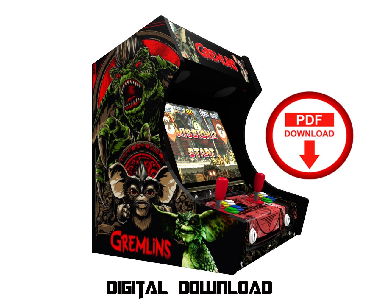 Stickers Bartop Gremlins - Autocollant Pour Borne D'arcade - PM88 - Fabriqué En France