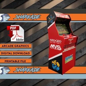 Neogeo micro center 3/4 cabinet machine artwork graphics pdf download , arcade cabinet Graphics Artwork stickers decals