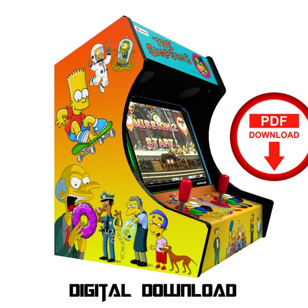 the simpsons bartop Arcade cabinet machine artwork graphics vinyl, arcade cabinet Graphics Artwork stickers decals