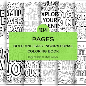 Gedurfd en gemakkelijk inspirerend kleurboek, motiverende kleurplaten, opbeurende citaatkleuring, positieve woorden kleurplaten