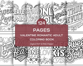Pagine da colorare con citazioni per adulti di San Valentino, pagine da colorare con citazioni romantiche per adulti, stampe da colorare per prendersi cura di sé e amare