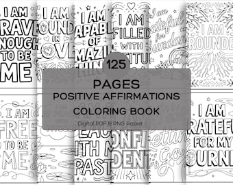 Positive Affirmations Coloring Book, Inspirational Coloring Pages, Motivational Coloring Sheets, Uplifting Words to Color