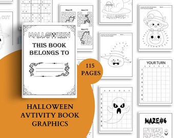 Halloween-activiteitenpagina's voor kinderen, herfstkleurplaten, activiteitenbundel afdrukbare kleurplaten, Halloween-feestspellen en puzzels