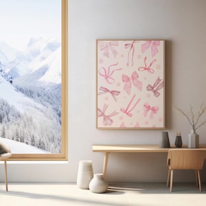 Rosa Schleife Art druckbare, niedliche Girly Poster für Kinderzimmer, Baby Mädchen Zimmer, Spielzimmer Dekor - digitaler Download