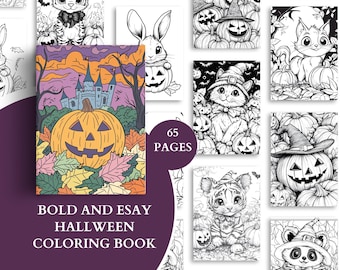 Halloween kleurboek, Spooky Halloween kleurplaten, volwassen kleurplaten, pompoen en spook kleurboek, Instant Download