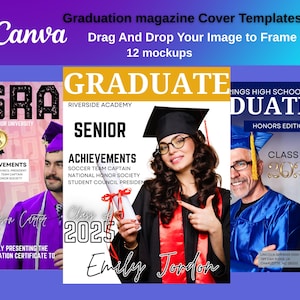 Graduation Magazine Canva Template, Senior Graduation Magazine Cover Template, DIY Flyer Template Design, Class of 2025 Graduation