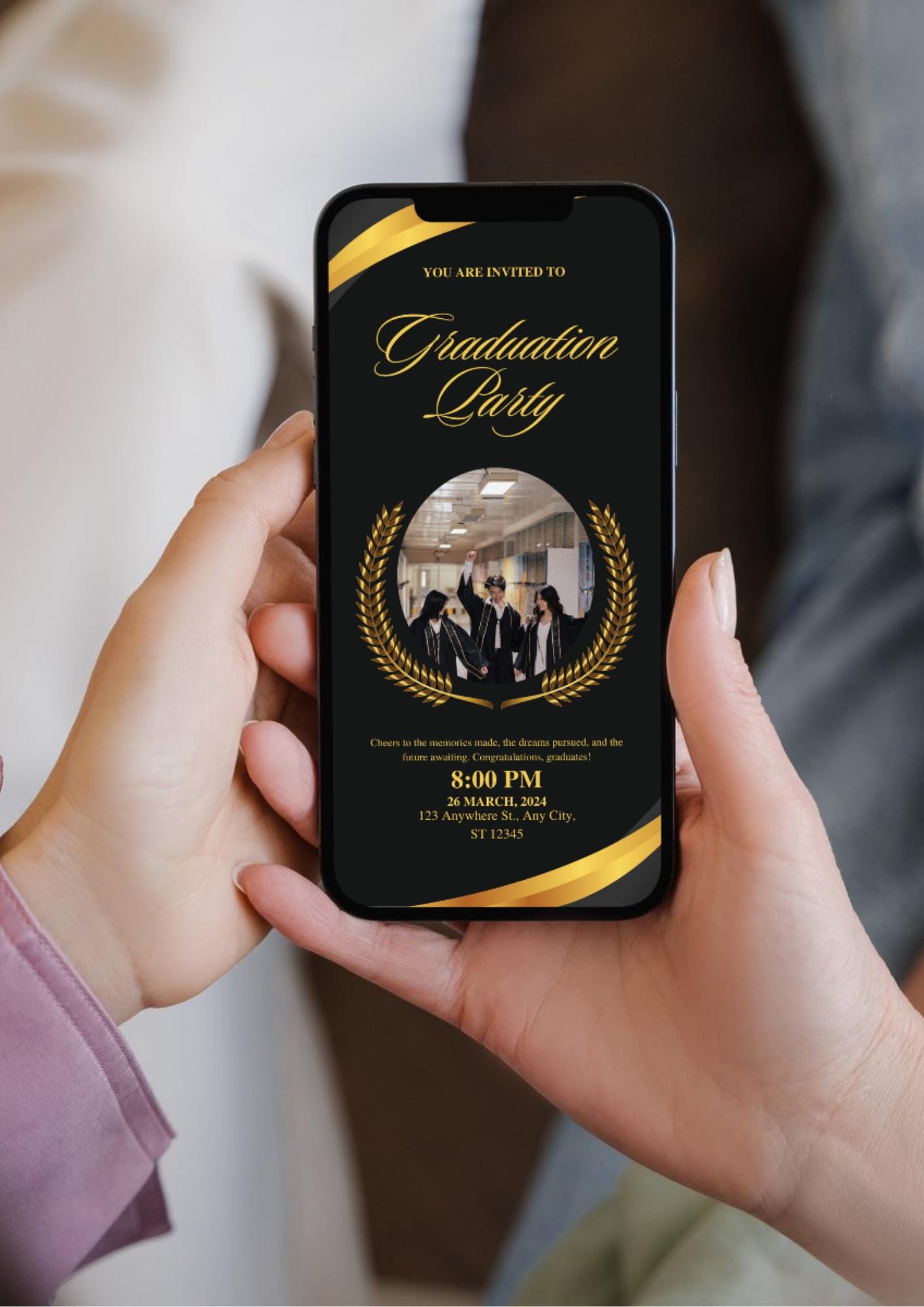 Elegant Black and Gold Graduation Party Invitation | Class of 2025 ...