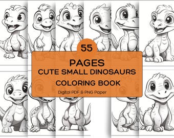 Cute Dinosaur Coloring Book for Kids, Fun Dino Coloring Pages, Printable Dinosaur Activity, Easy Dinosaur 50 Coloring Sheets