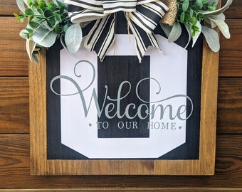 Personalized Front Door Hanger, Last Name Sign, Initial Door Hanger,  Front Door Sign, Engagement Gift, Front Door Wreath
