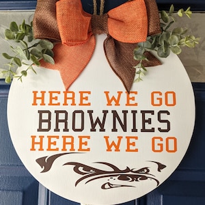 Football ,Cleveland, Door Hanger, Orange and Brown Wreath, Football