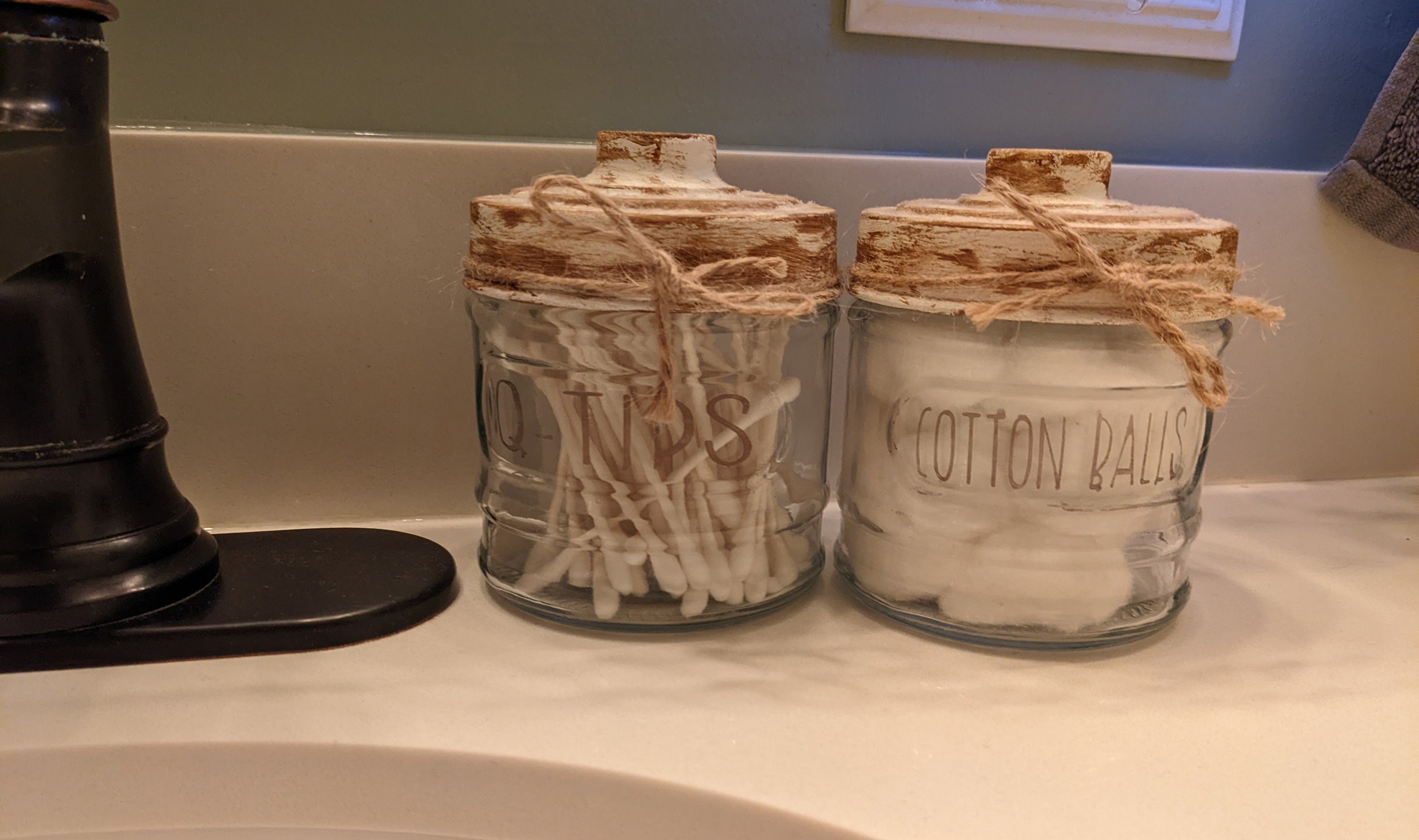 Q Tip & Cotton Ball Holderbathroom Storage Jars Rae Dunn Etsy
