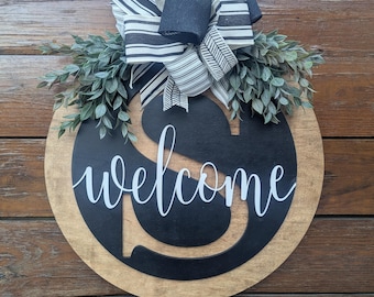 Front Door Decor | Last Name/Initial | Monogram Wreath | Door Hanger | Front Door Wreath | Personalized | Front Door Sign | Wedding Gift