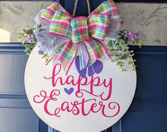 Easter Sign, Easter Door Decor, Easter Door Hanger, Happy Easter, Door Sign, Spring Front Door Sign, Easter, Wreath, Easter Decor