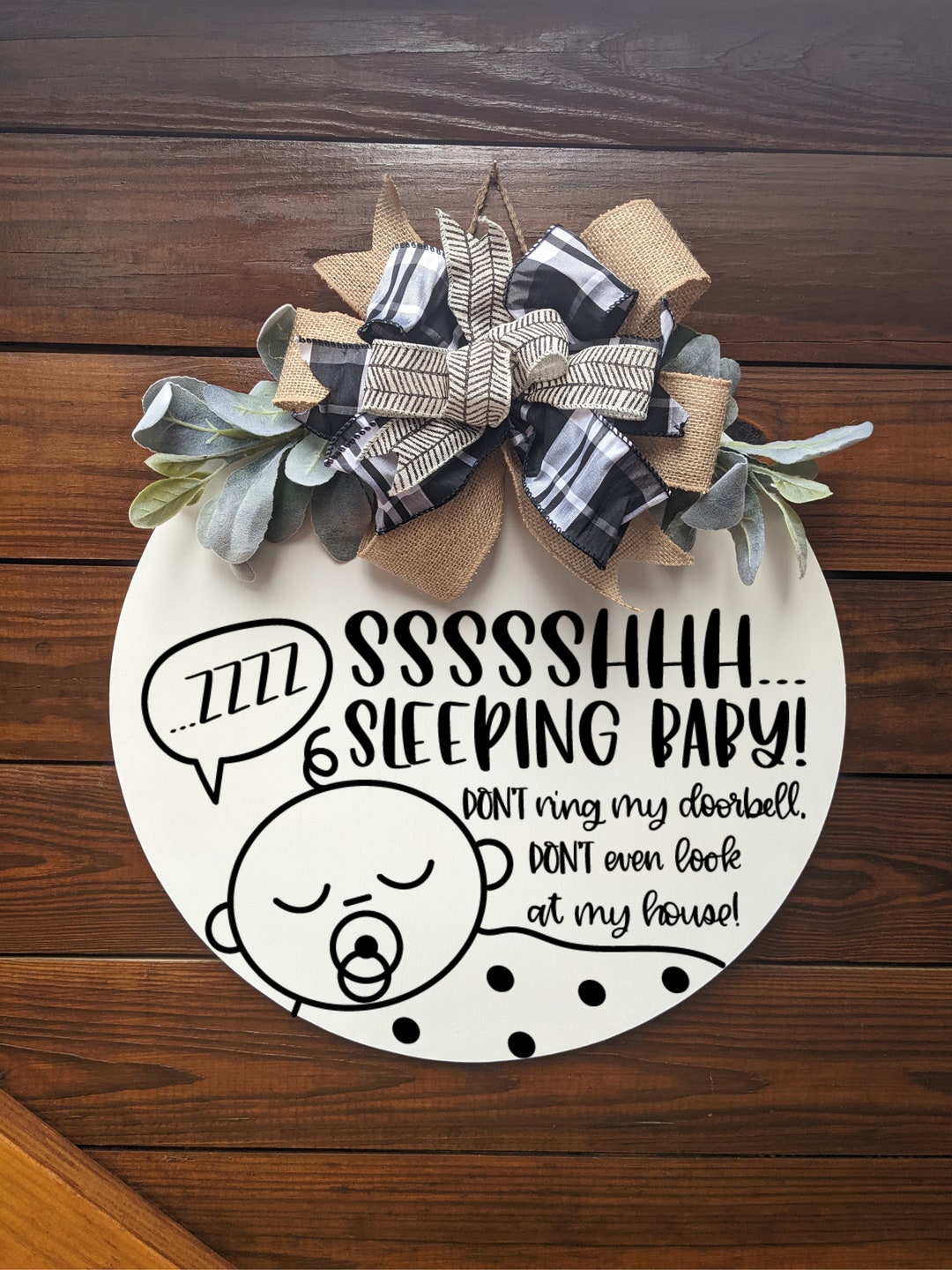 Front Door Decor ,sleeping Baby Sign , Door Hanger ,do Not Knock Door ...