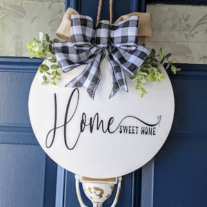 Front Door Decor | Home Sweet Home Sign | Door Hanger | Front Door Wreath | Year Round Wreath | Front Door Sign | Gift | Home Decor