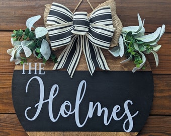 Personalized Front Door Hanger | Last Name Sign | Initial Door Hanger | Front Door Sign | Engagement Gift | Front Door Wreath